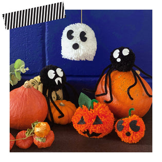  How to Make a Pompom Halloween Pumpkin, Ghost and Spider. - MakeBox & Co.