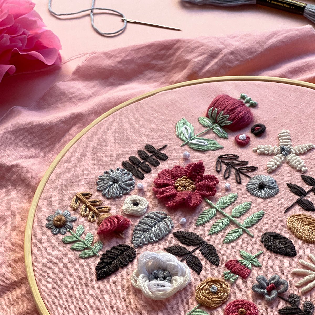 Flower Garden Embroidery Design Floral Garden Embroidery Pattern