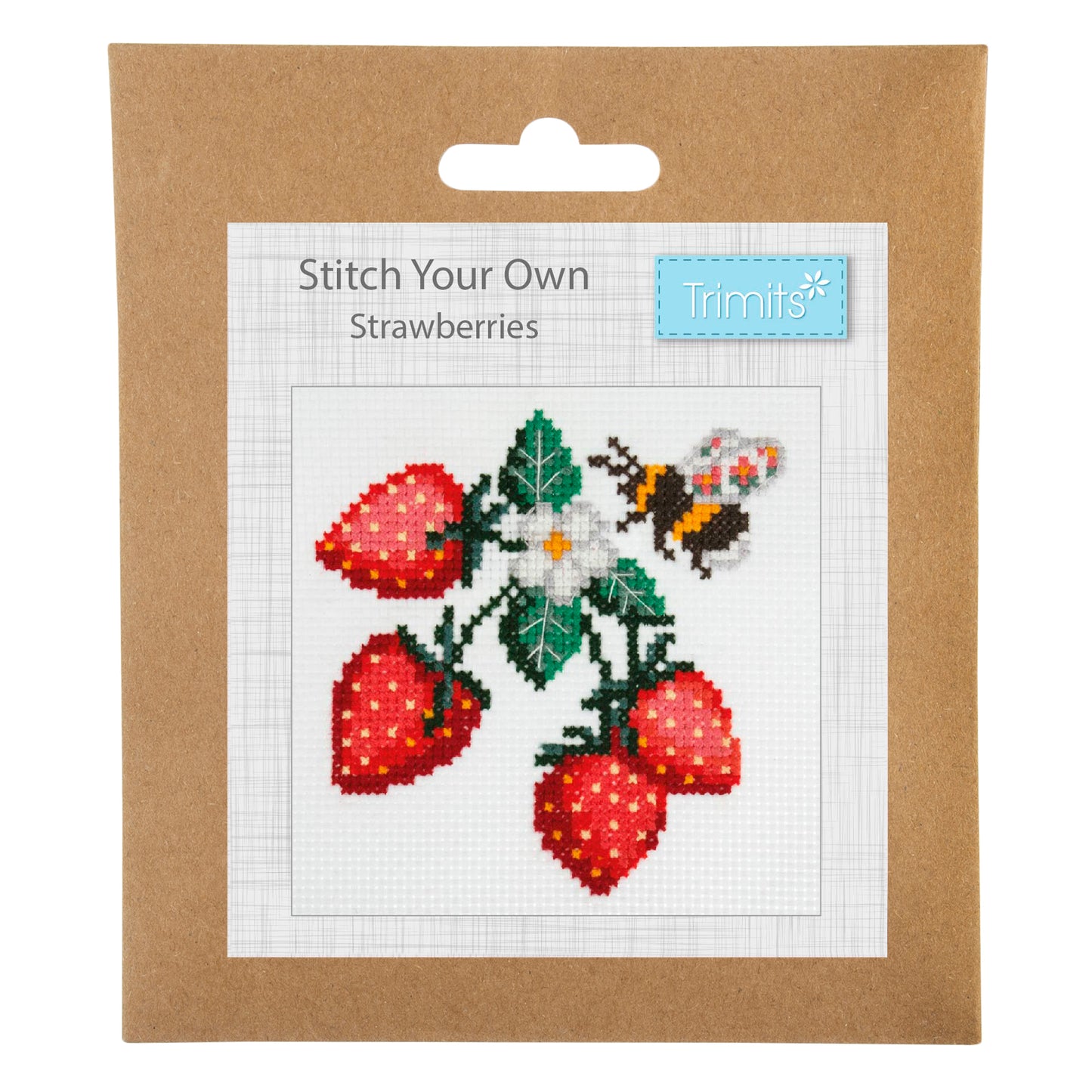 Mini Counted Cross Stitch - Strawberries and Bee