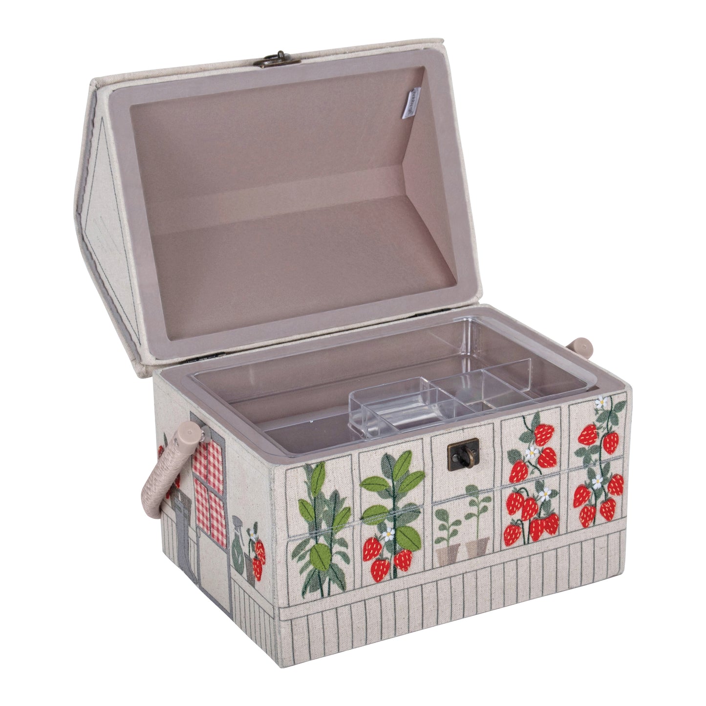 Embroidered Strawberry Greenhouse Sewing Box