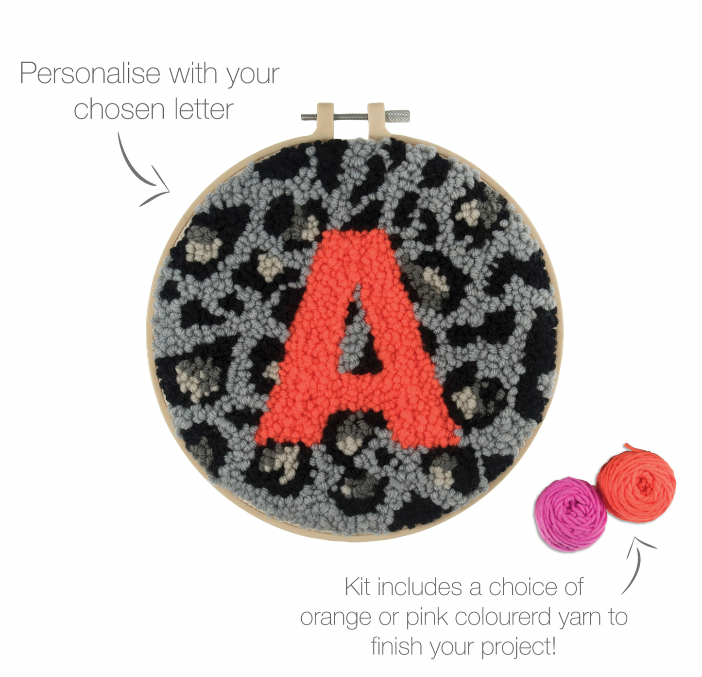 Trimits Punch Needle Hoop, Monogram letter