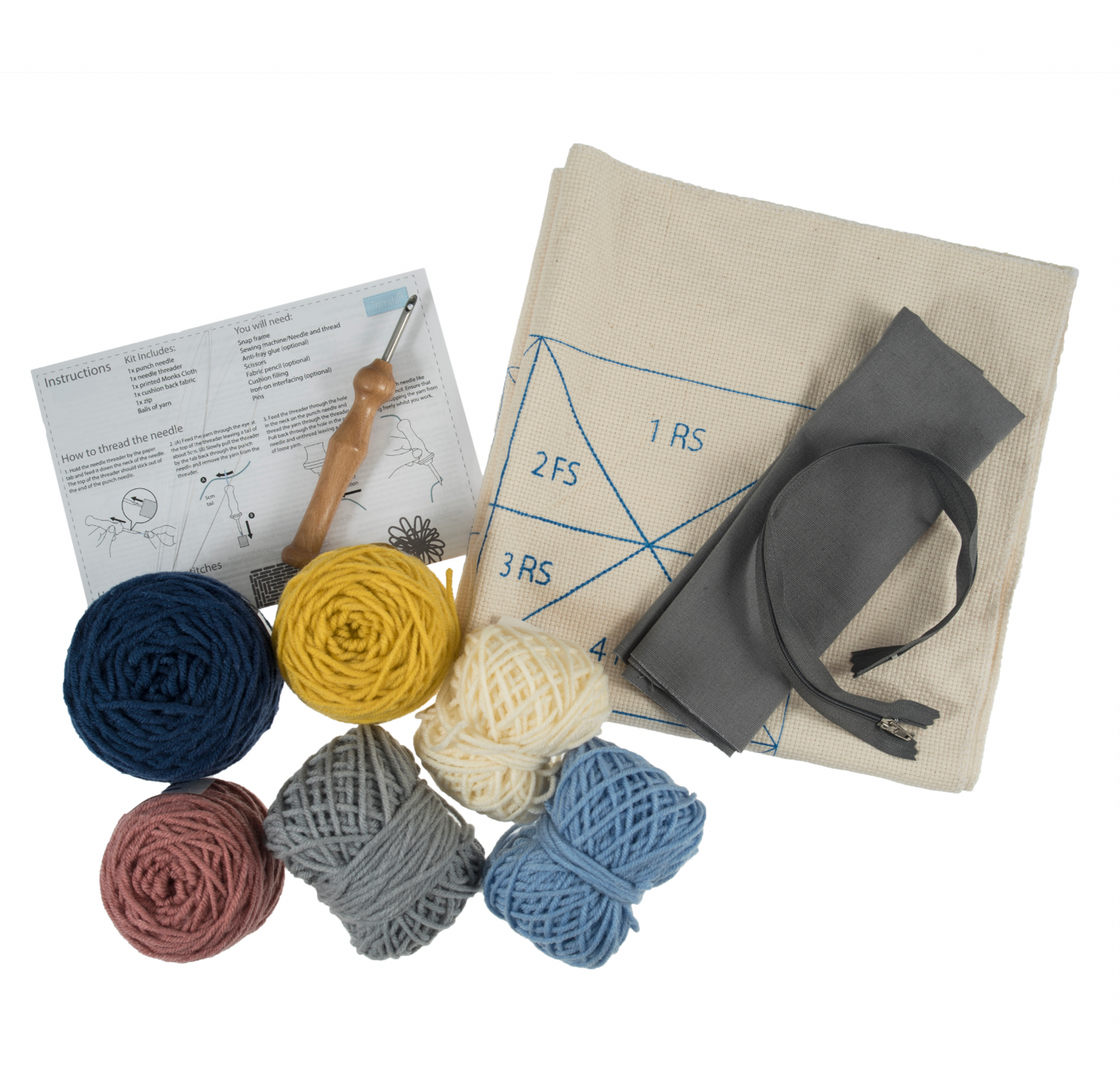 Trimits Punch Needle Cushion Cover, Geometric