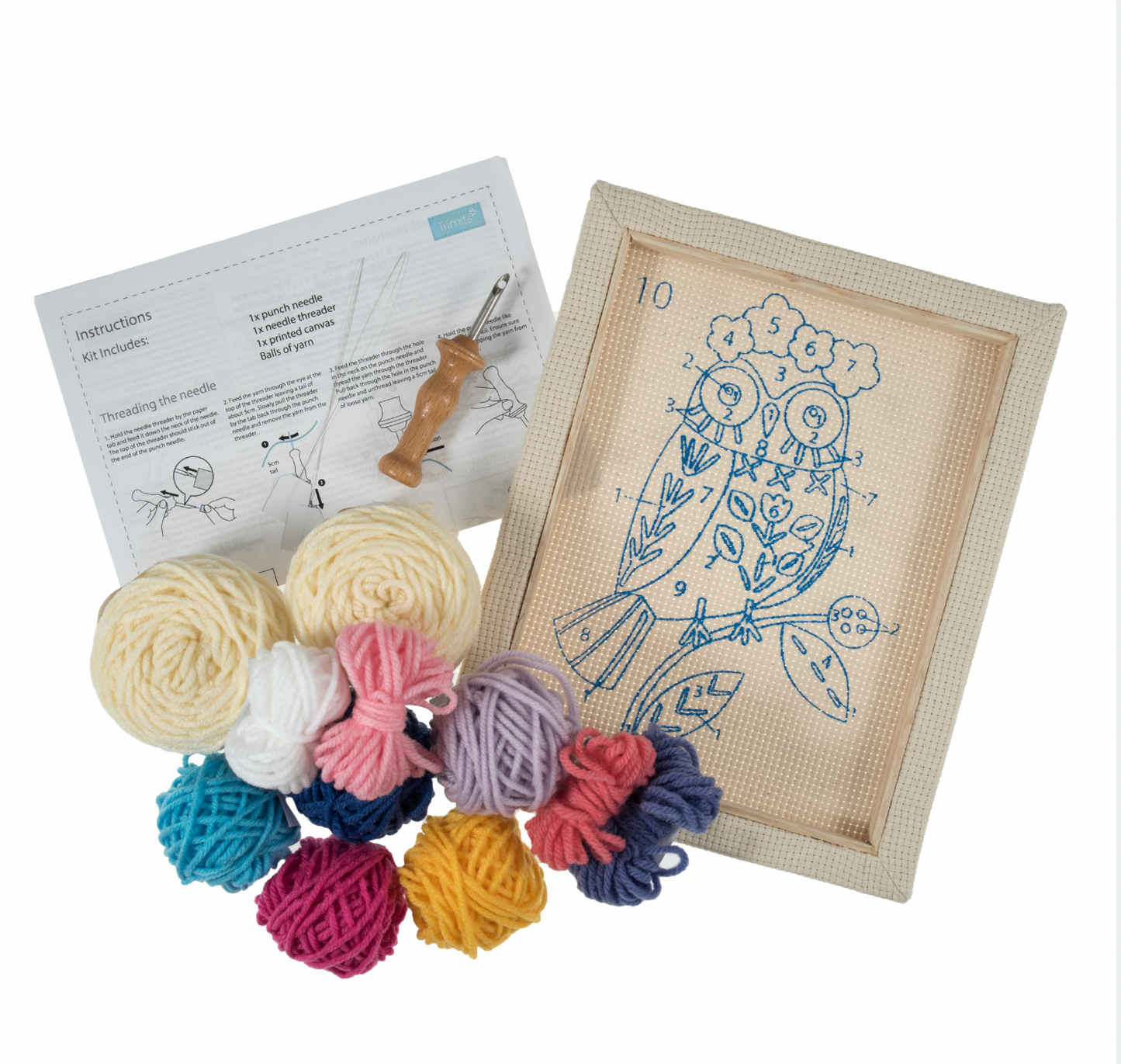 Trimits Punch Needle Owl with Frame