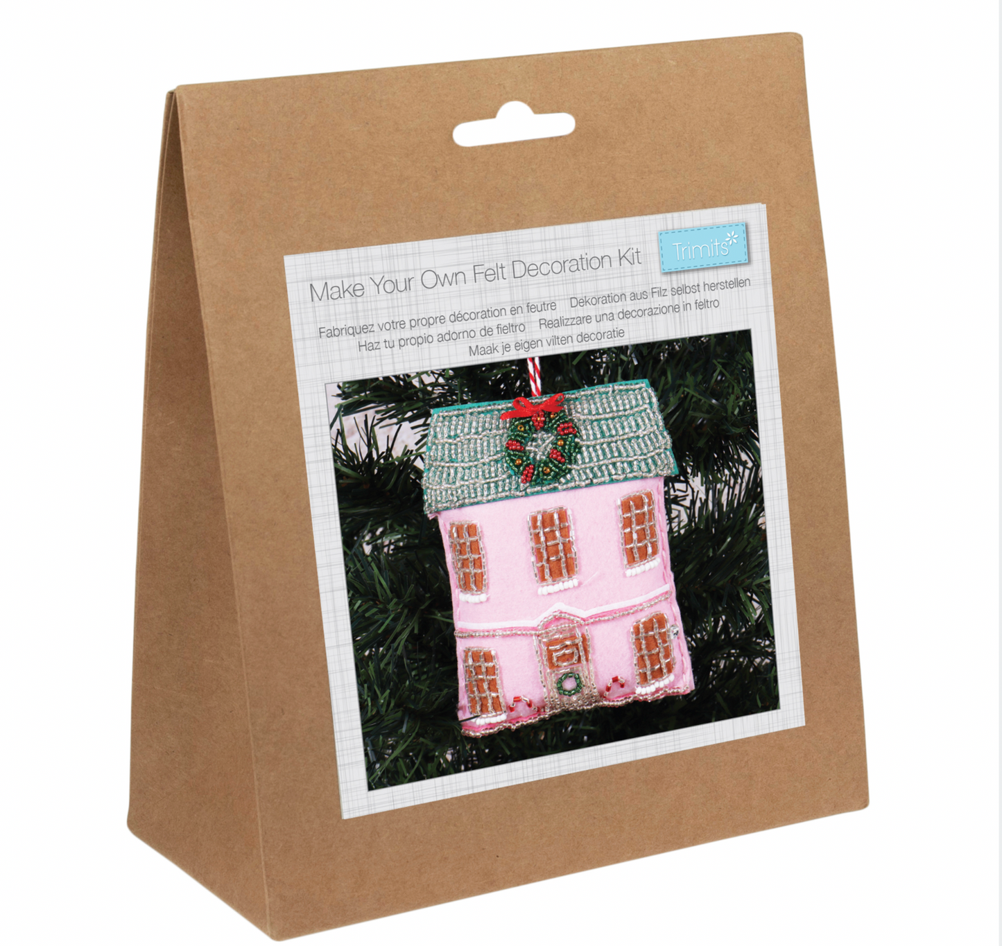 Felt Christmas Decoration Kit, Pink Festive House