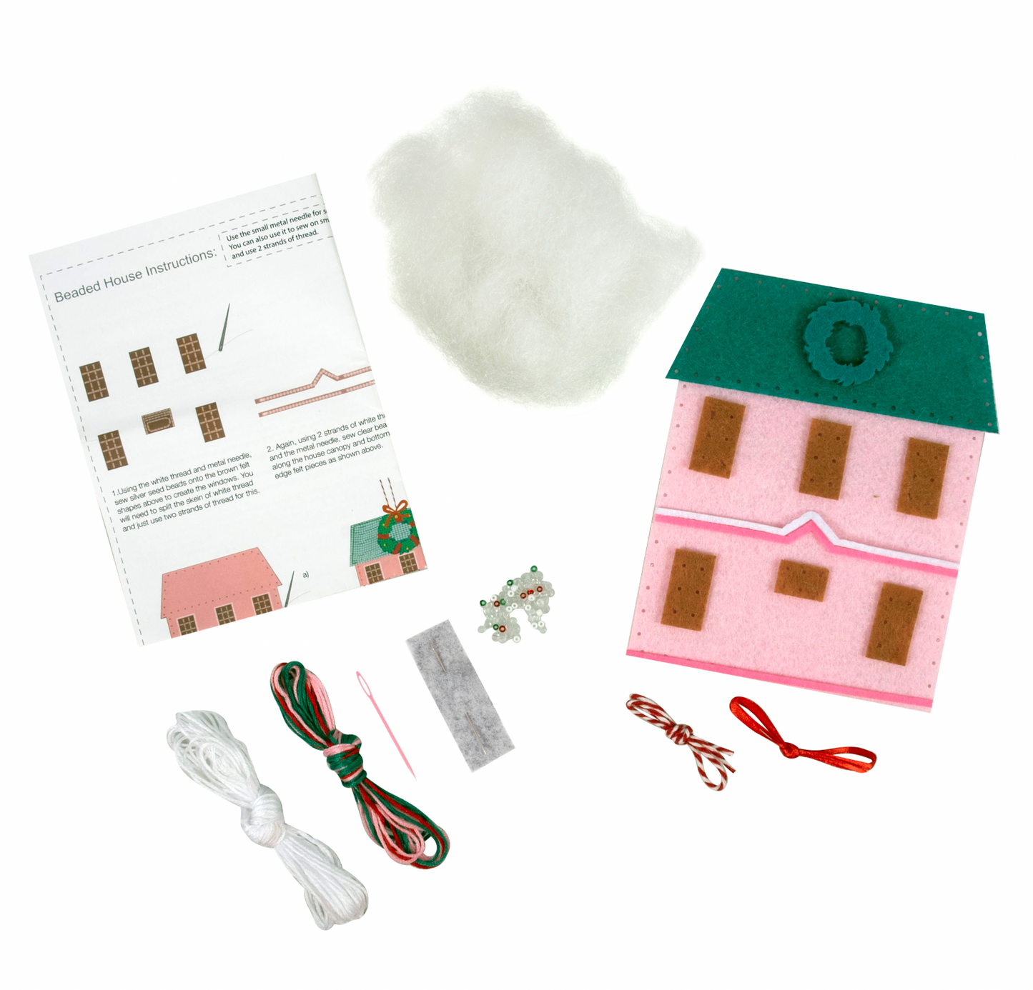 Felt Christmas Decoration Kit, Pink Festive House