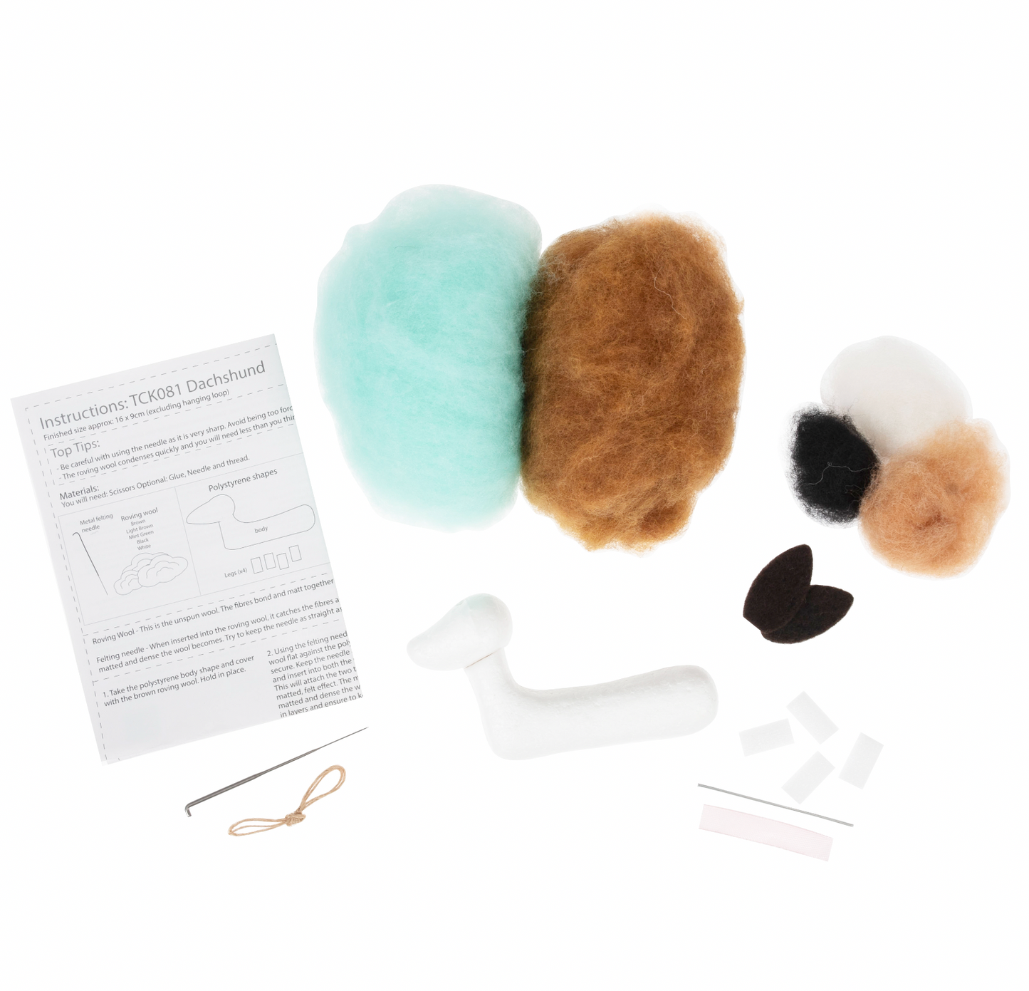 Needle Felting Decoration Kit: Dachshund Dog With Bow Tie