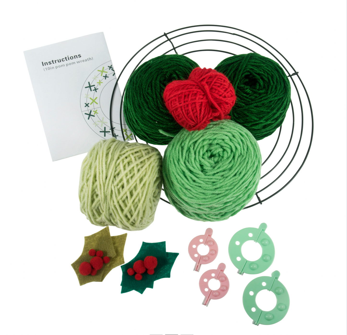 Wreath Making Kit: Pompoms, 30cm