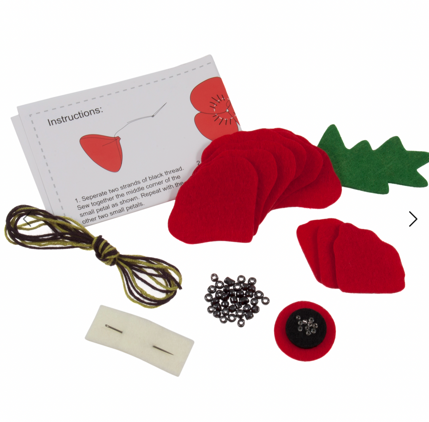 Felt Brooch Kit, Remembrance Poppy