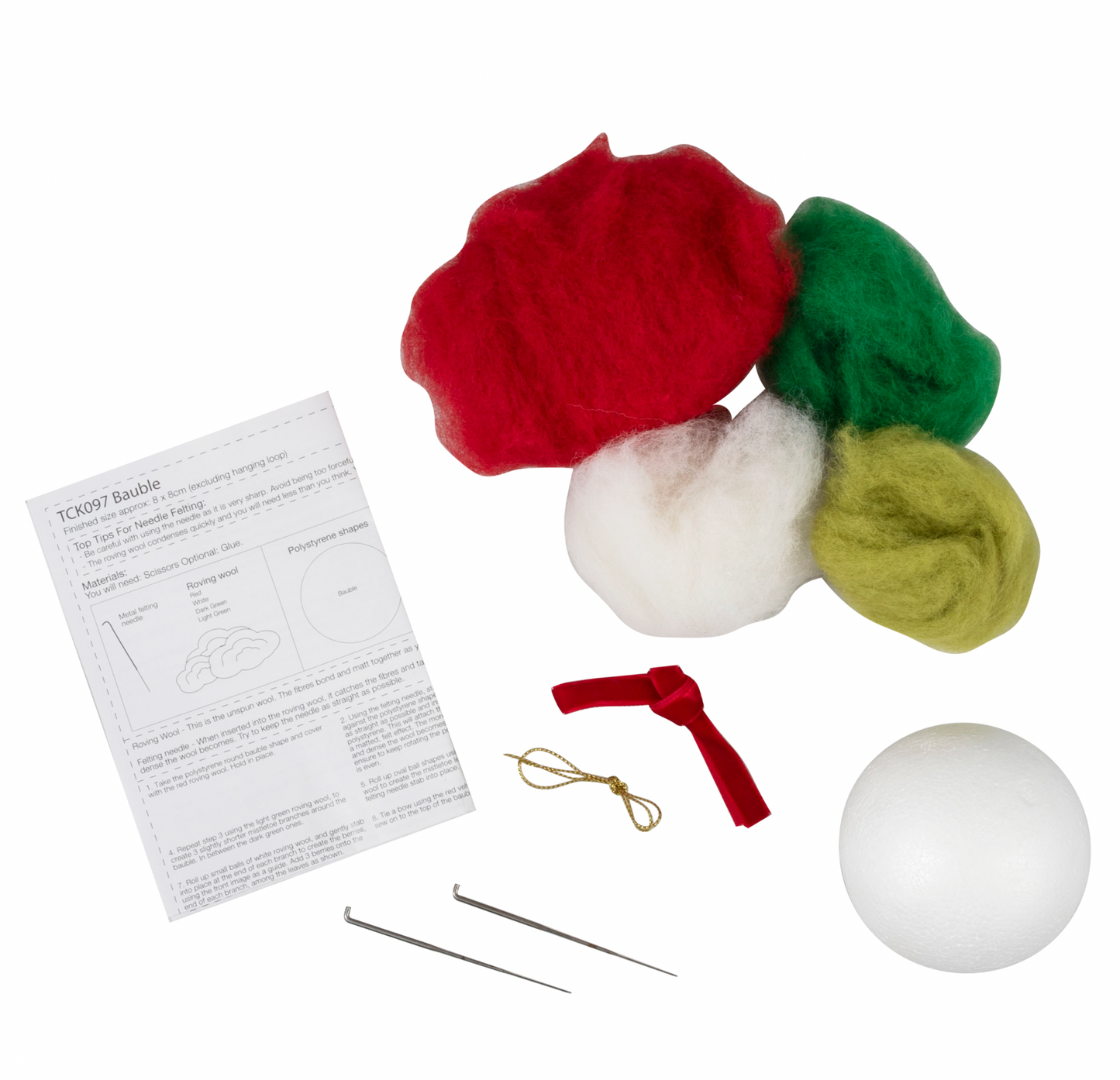 Needle Felting Kit: Red Christmas Mistletoe Bauble