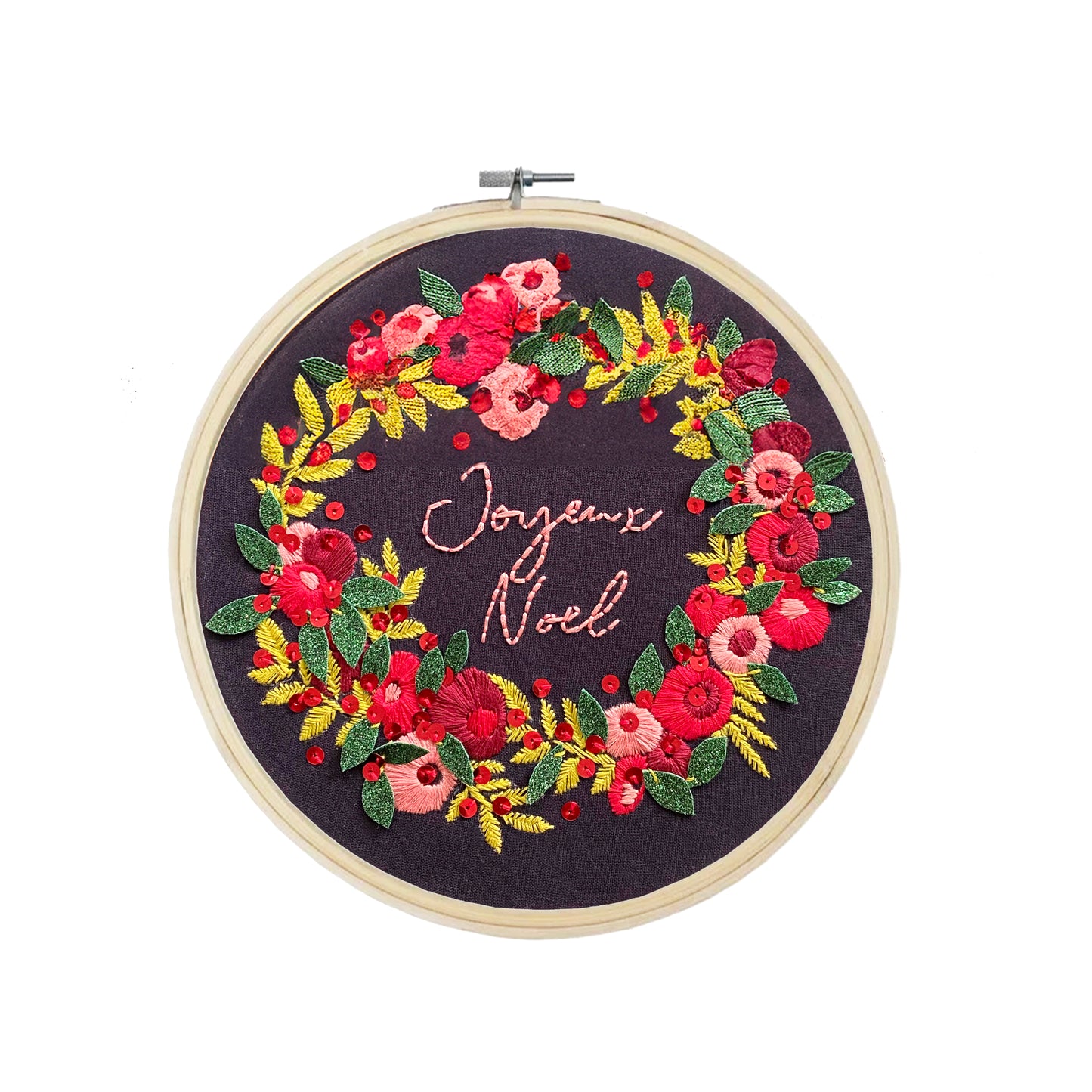 The Sparkle Berry Wreath Embroidery - 8 inch