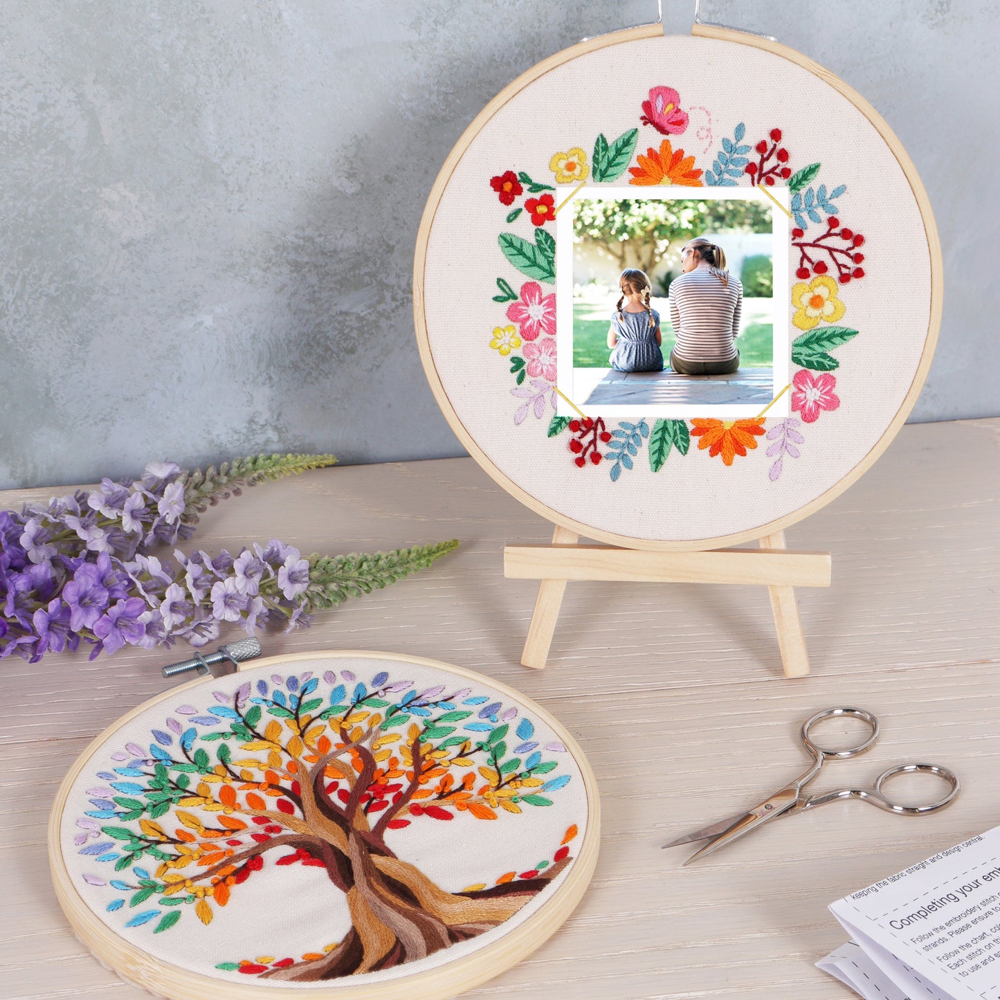 Embroidery Kit with Hoop: Floral Photo Frame