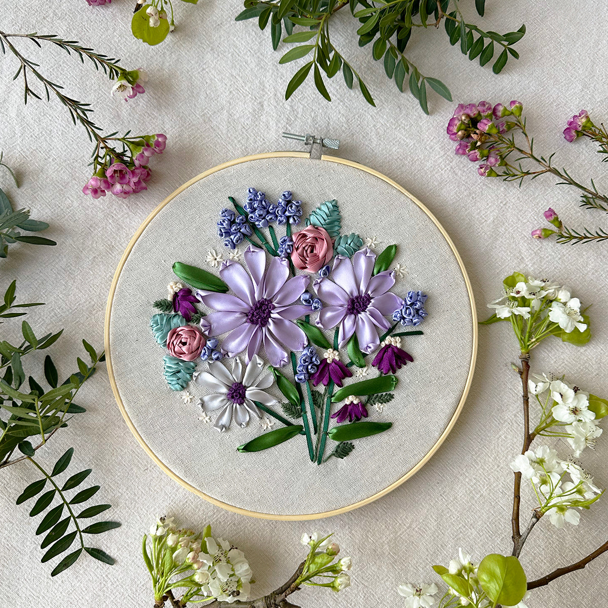 Floral Ribbon Embroidery Box