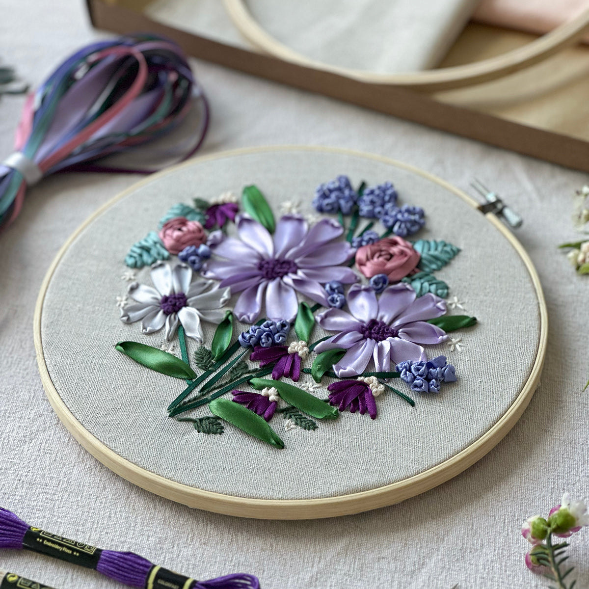 Floral Ribbon Embroidery Box