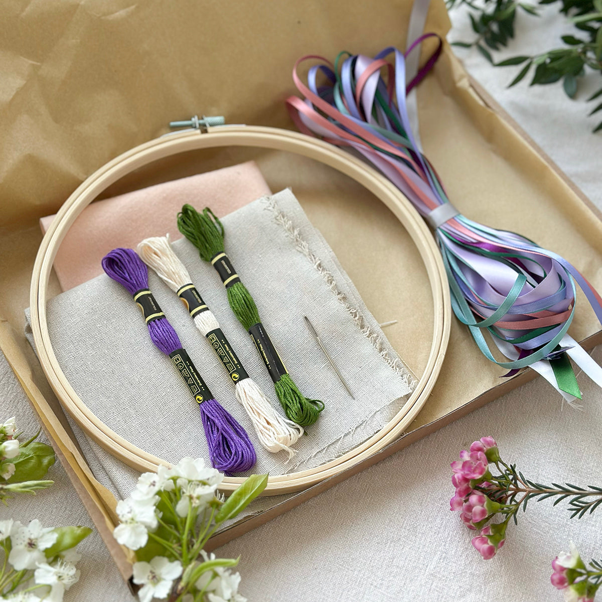 Floral Ribbon Embroidery Box