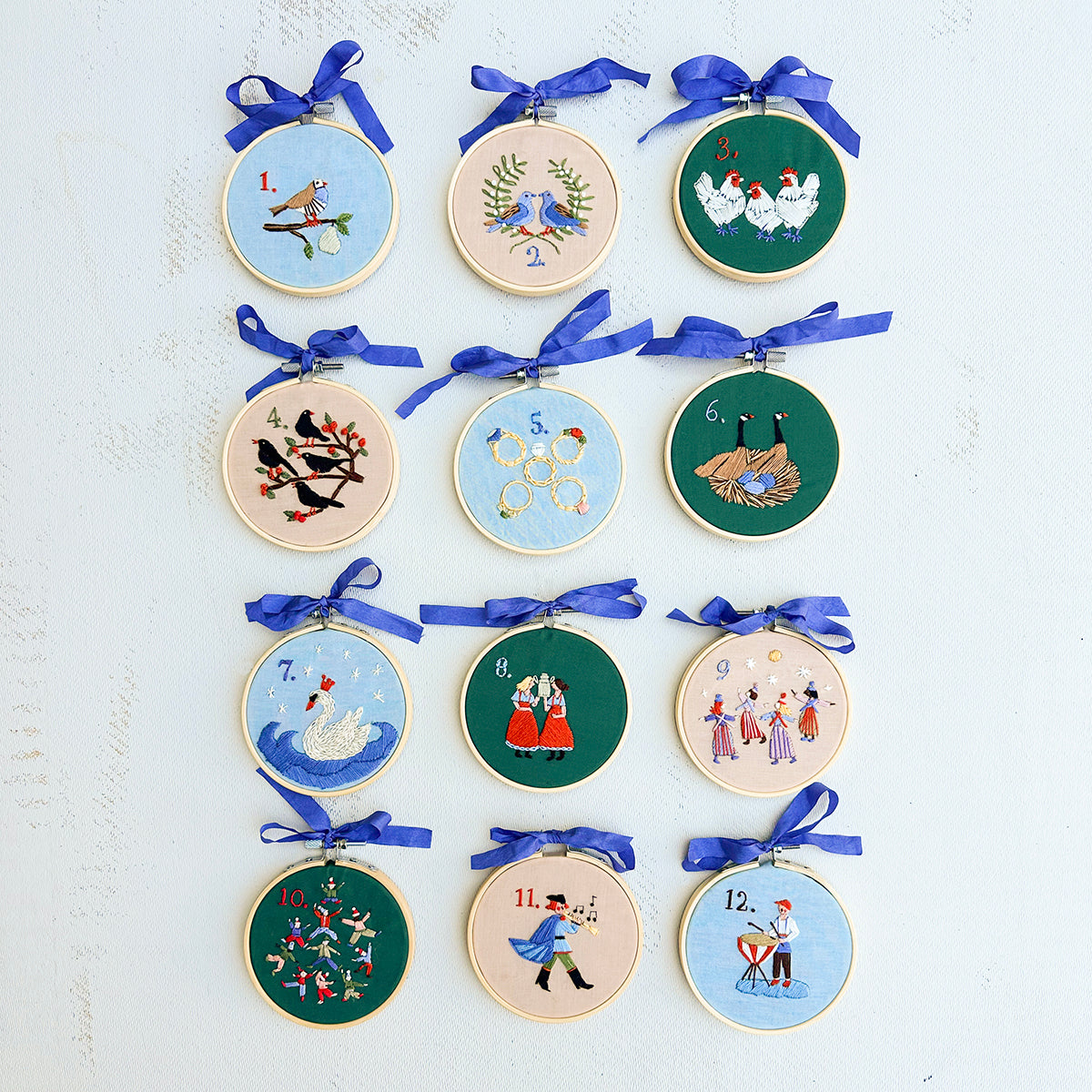 Luxury 12 Days Of Christmas Advent Embroidered Calendar