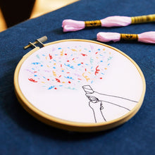  DMC Embroidery Kit with Hoop: Confetti Celebration - MakeBox & Co.