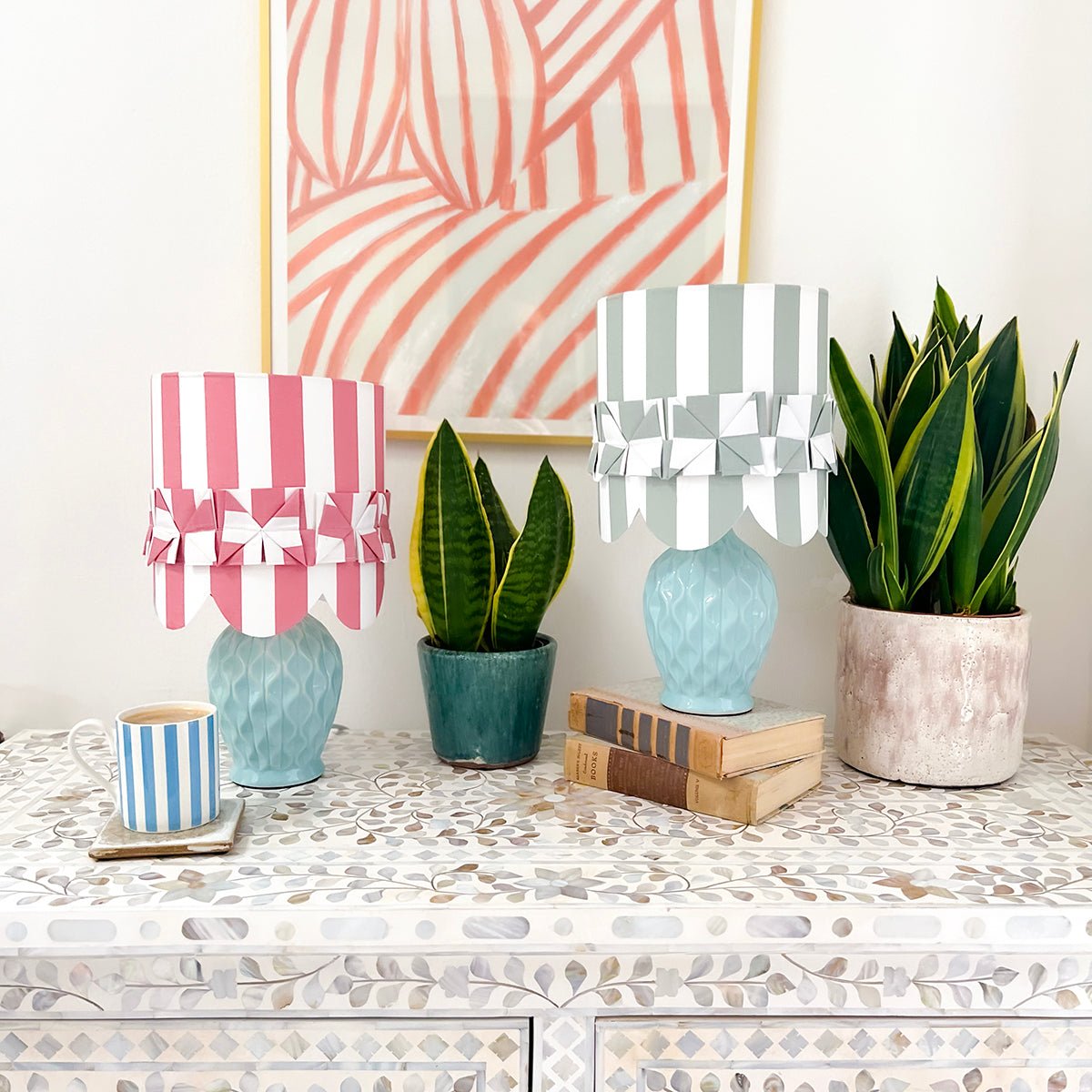 Rose Striped & Scalloped Lampshade Making Kit - MakeBox & Co.