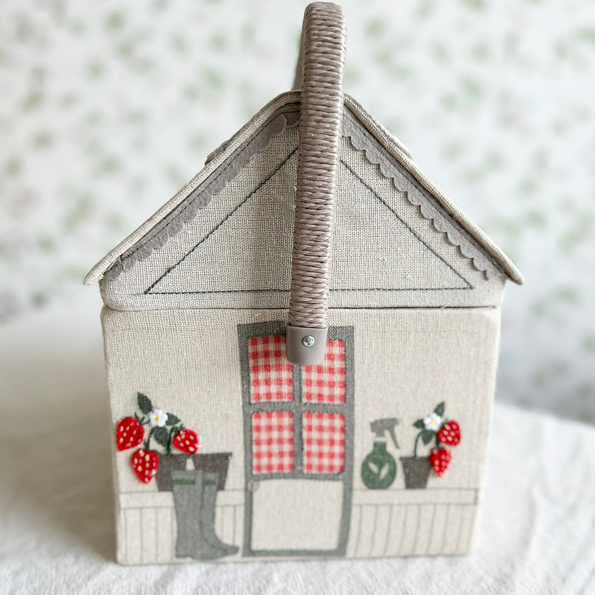 Embroidered Strawberry Greenhouse Sewing Box