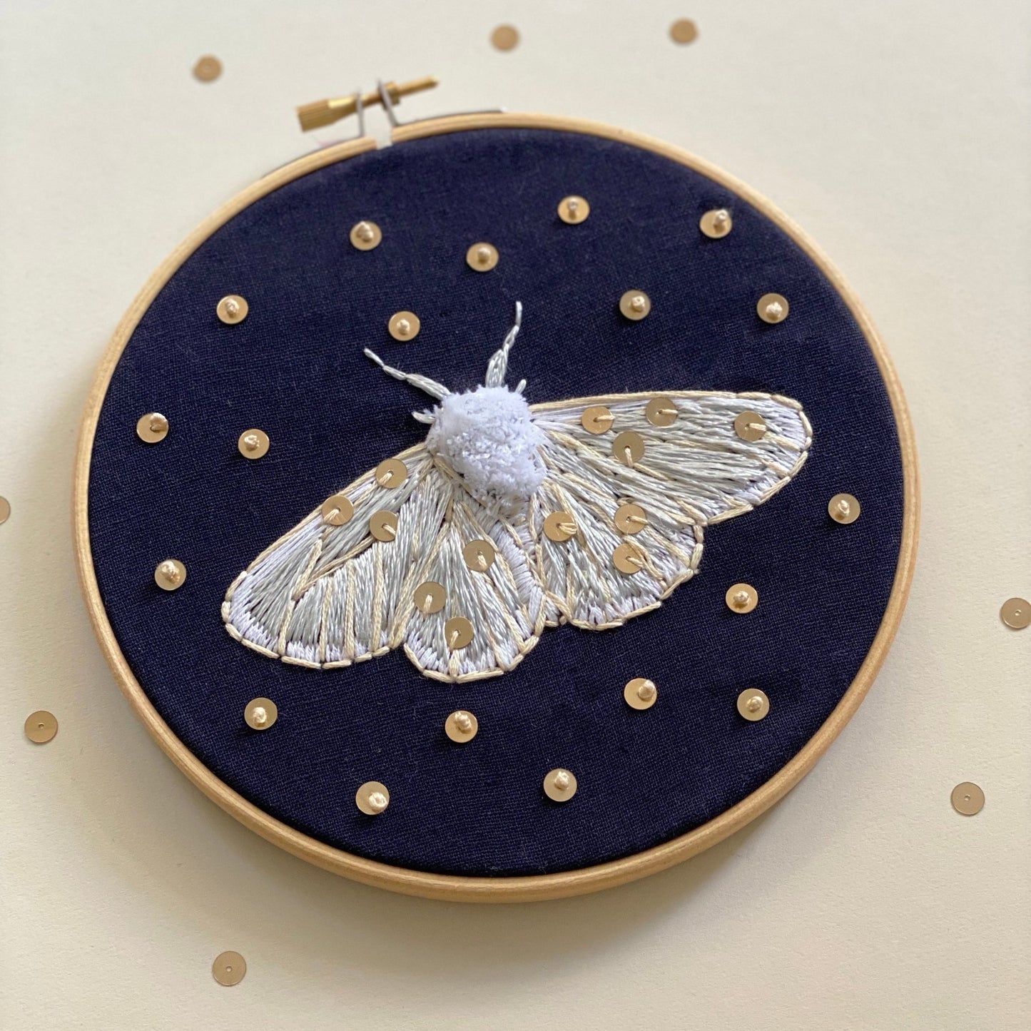 The Man in the Moon & Moth Embroideries W/Digital Instructions - MakeBox & Co.