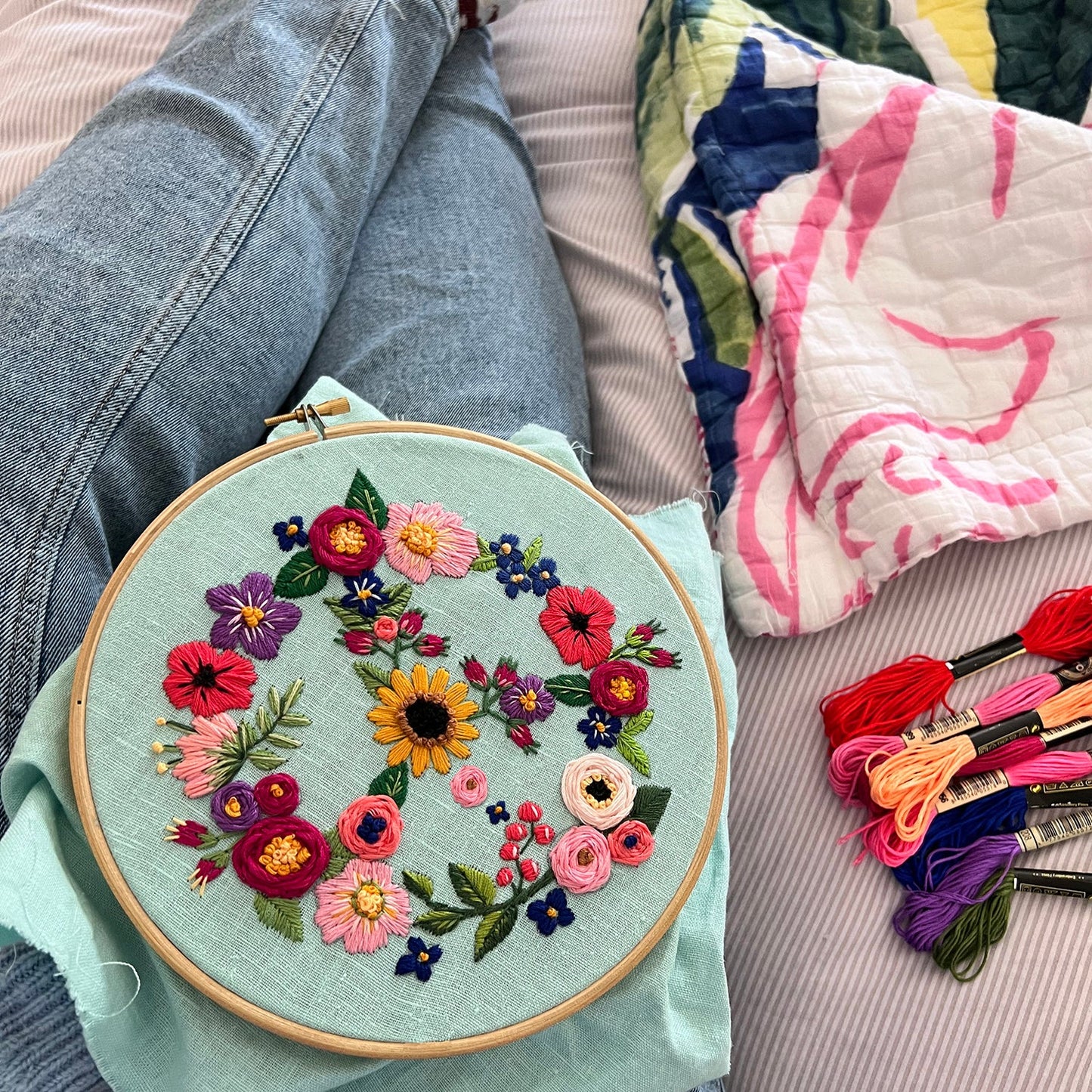 The Peace Sign Embroidery - Digital Download - MakeBox & Co.