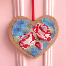  The Rosy Heart Large Wooden Cross Stitch - MakeBox & Co.