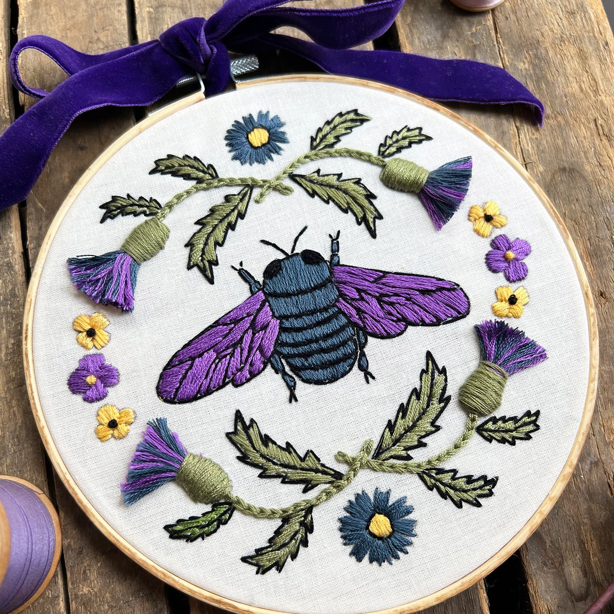 Violet the Carpenter Bee Embroidery - MakeBox & Co.