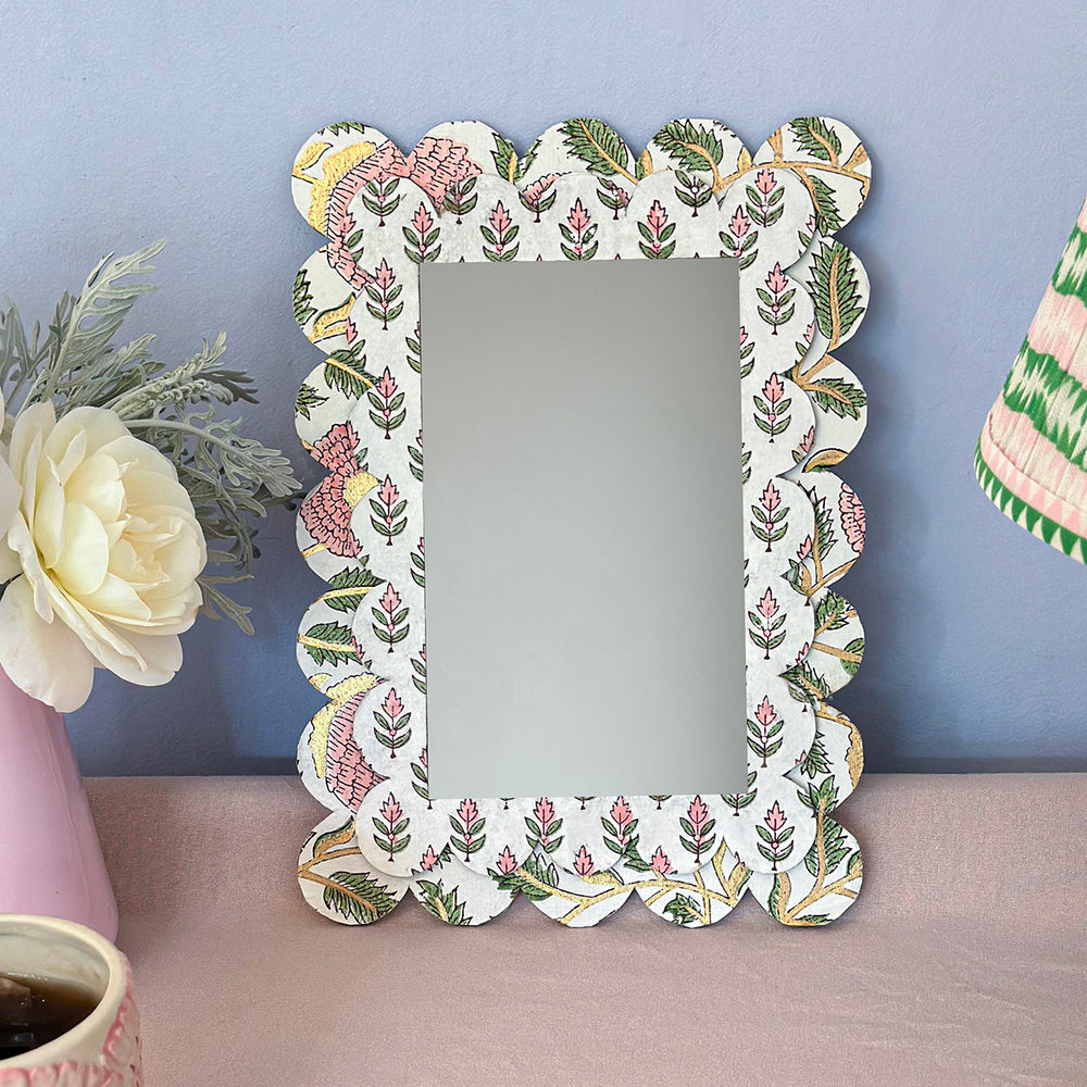 
                      
                        Indian Block Print Scalloped Mirror Kit, Marigold & Gold Cotton Papers
                      
                    