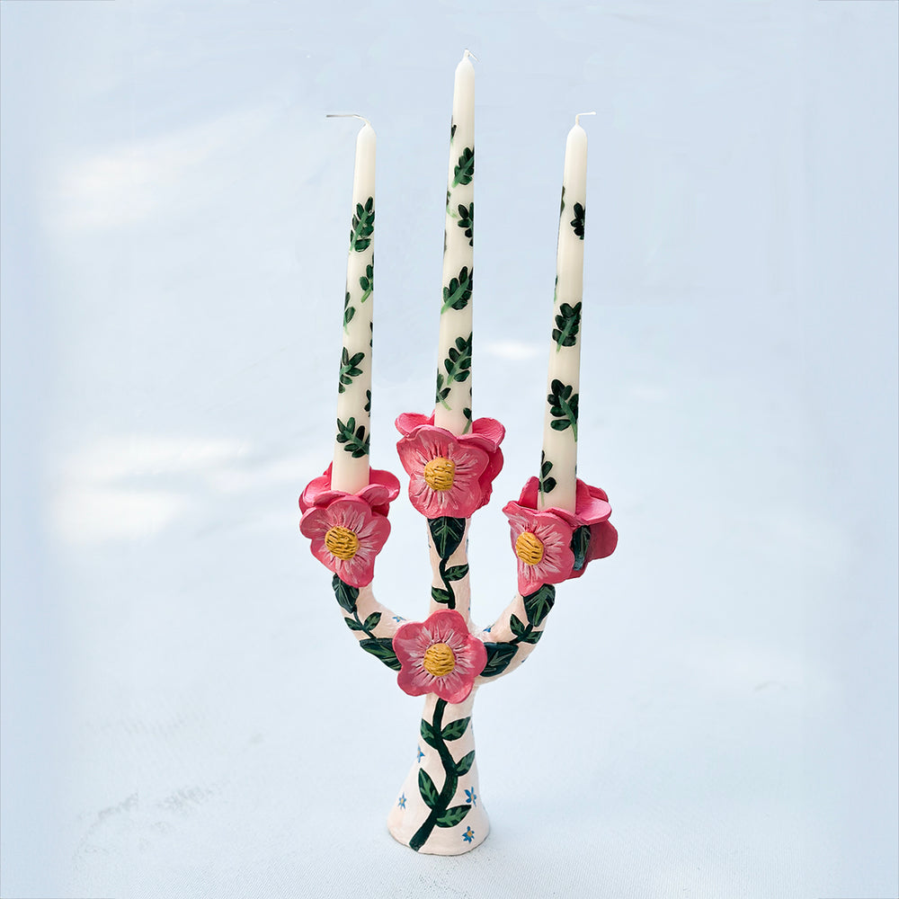 Climbing Rose Candelabra & Candle Painting Kit