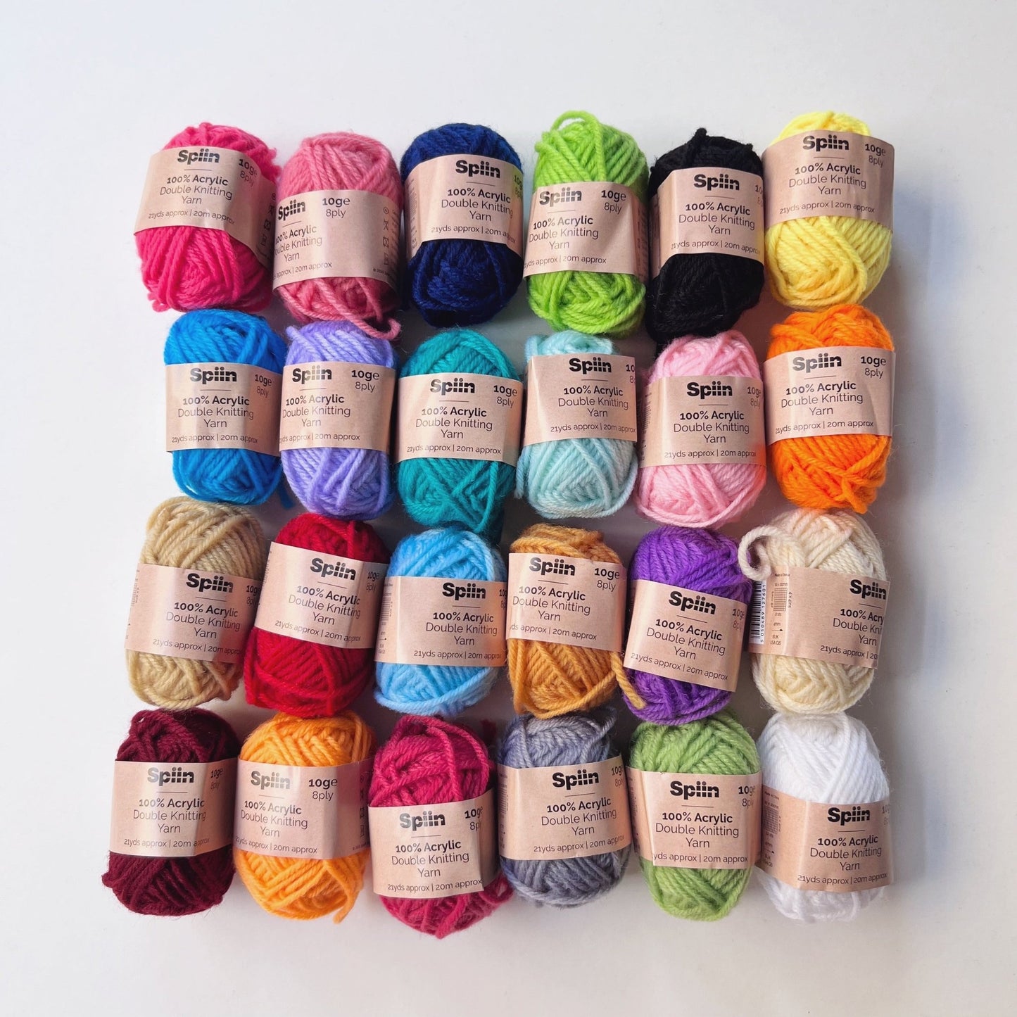 24 x 10g Premium Acrylic Yarn Pack Plus Crochet Hooks - MakeBox & Co.