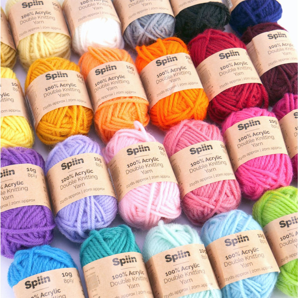 24 x 10g Premium Acrylic Yarn Pack Plus Crochet Hooks - MakeBox & Co.