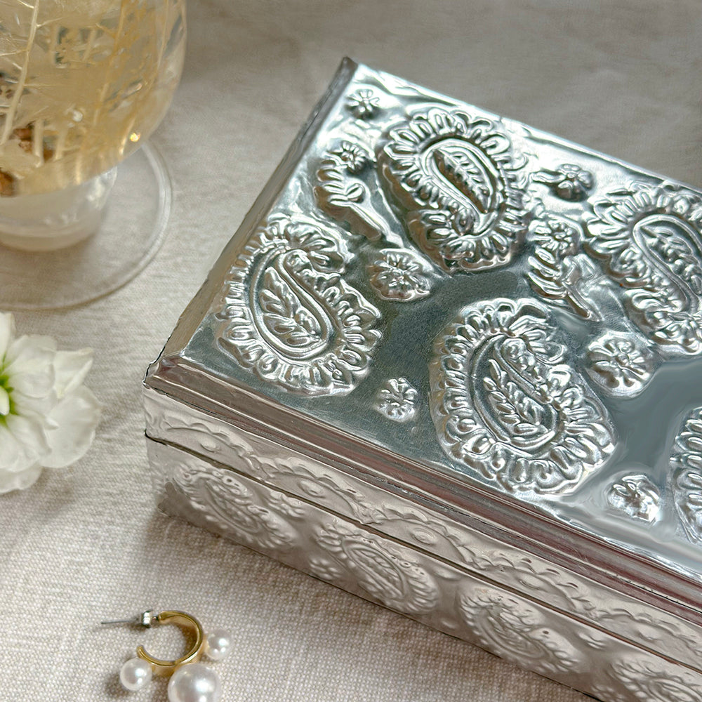 
                      
                        Paisley Embossed Metal Box
                      
                    