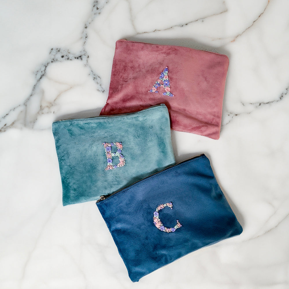 
                      
                        Rose Velvet Alphabet Pouch Bag
                      
                    