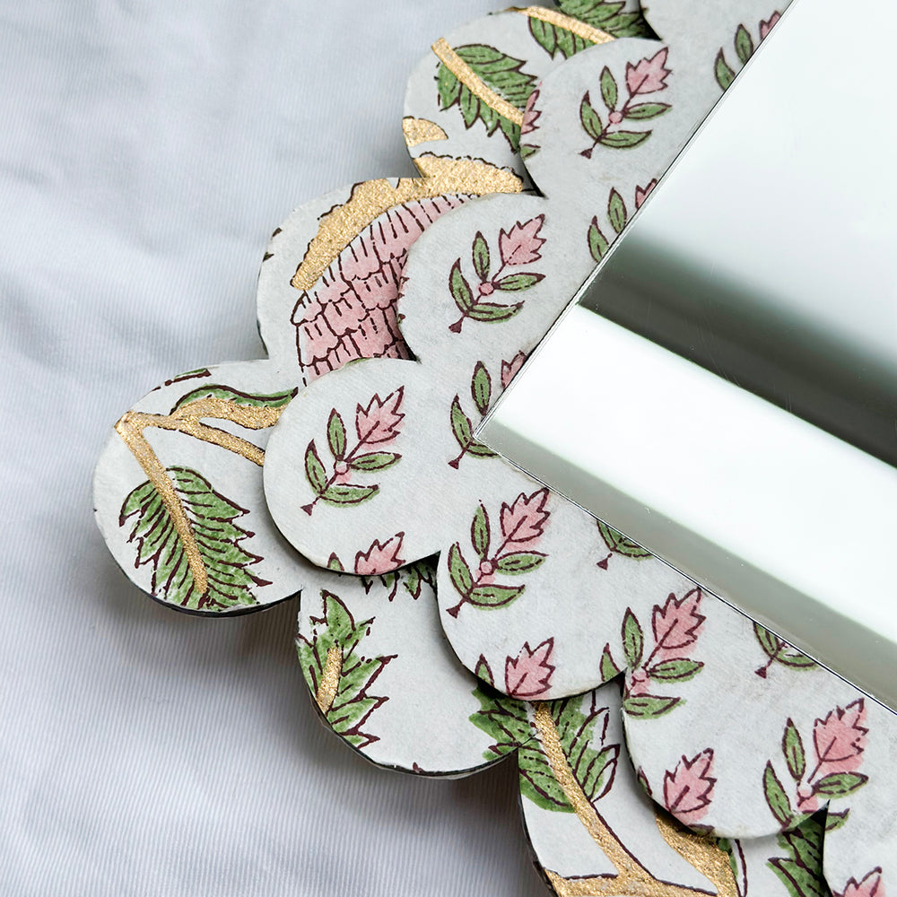 
                      
                        Indian Block Print Scalloped Mirror Kit, Marigold & Gold Cotton Papers
                      
                    