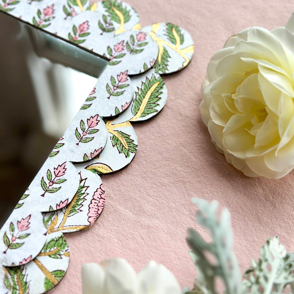 
                      
                        Indian Block Print Scalloped Mirror Kit, Marigold & Gold Cotton Papers
                      
                    