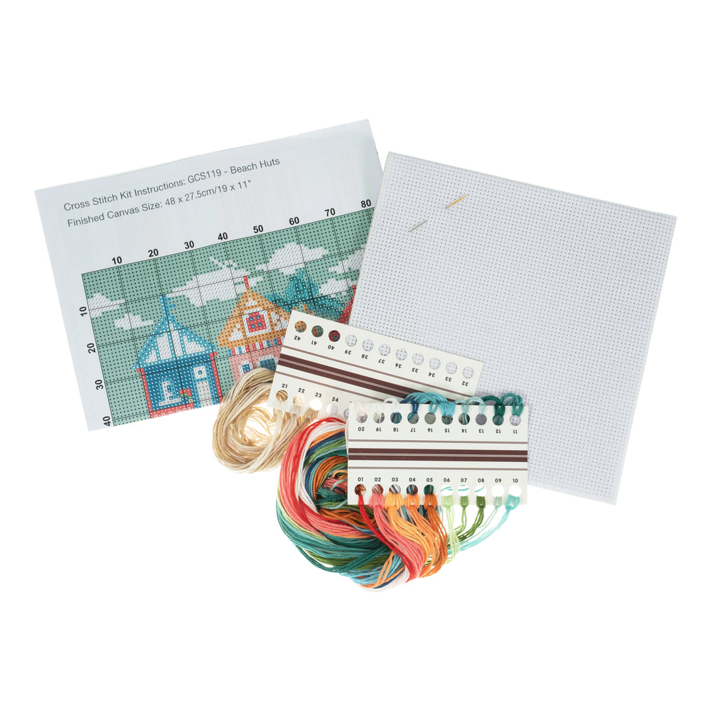 Counted Cross Stitch Kit: Large: Beach Huts