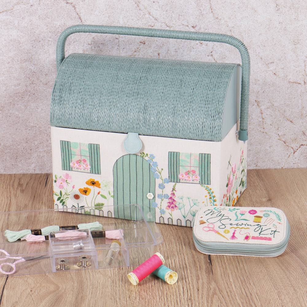 
                      
                        Embroidered Country Cottage Sewing Box
                      
                    