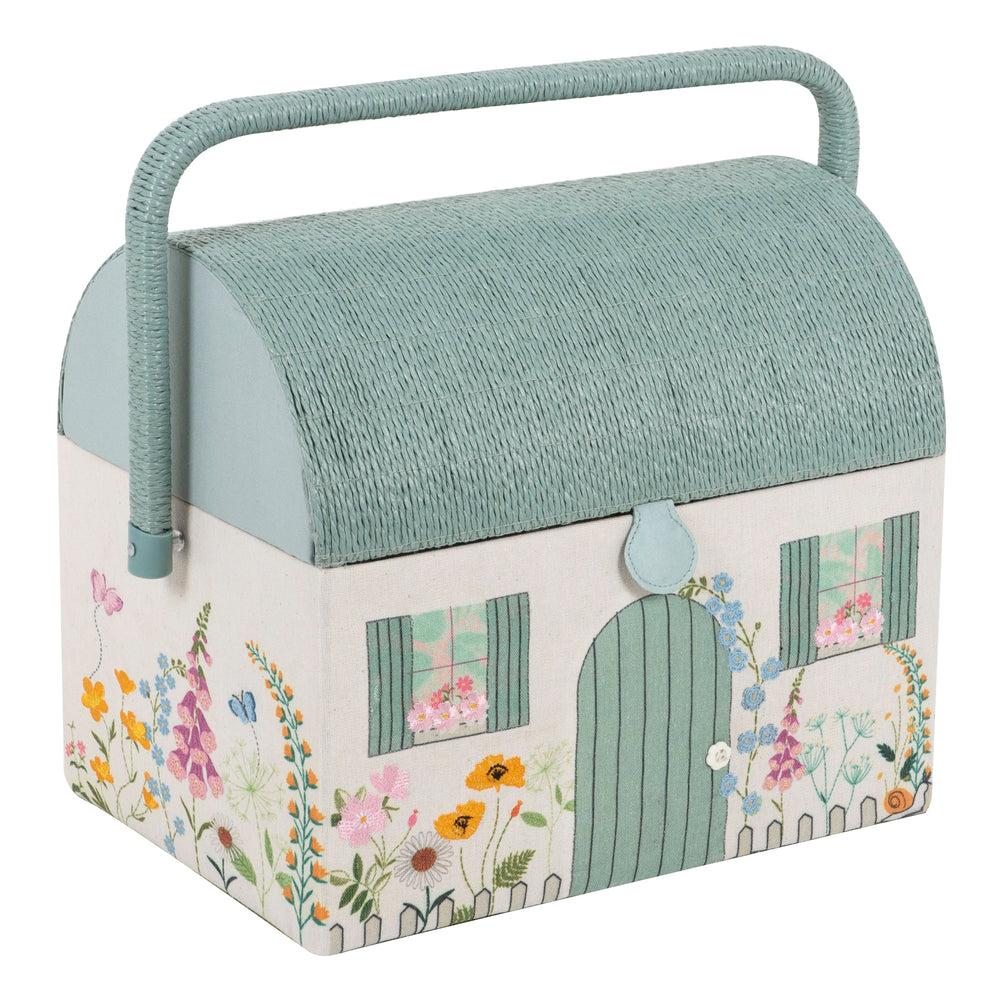 Embroidered Country Cottage Sewing Box
