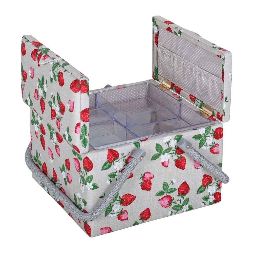 Large Sewing Box with Twin Lid - Strawberry Print