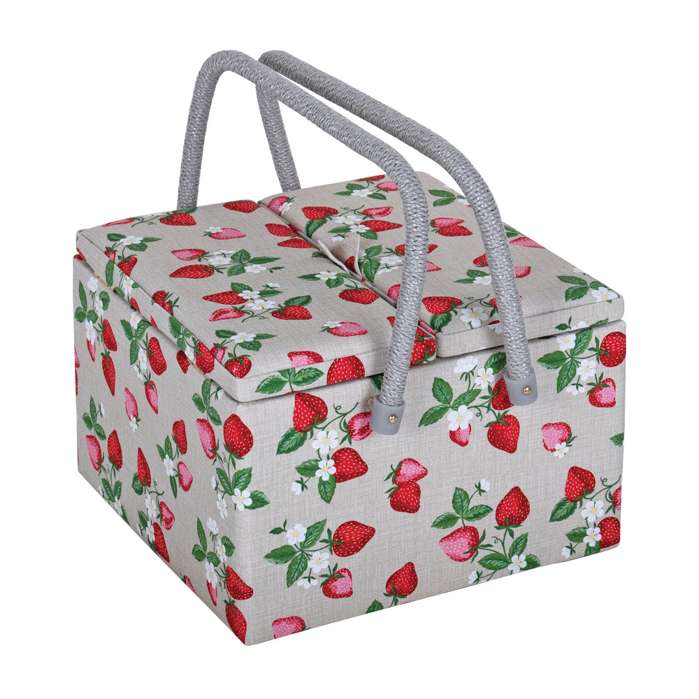 Large Sewing Box with Twin Lid - Strawberry Print