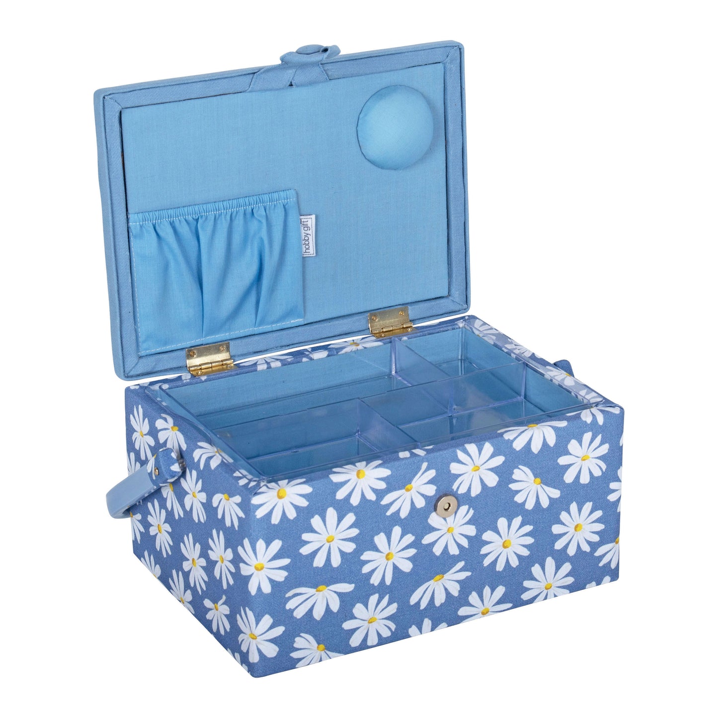 Medium Sewing Box: Denim Daisies