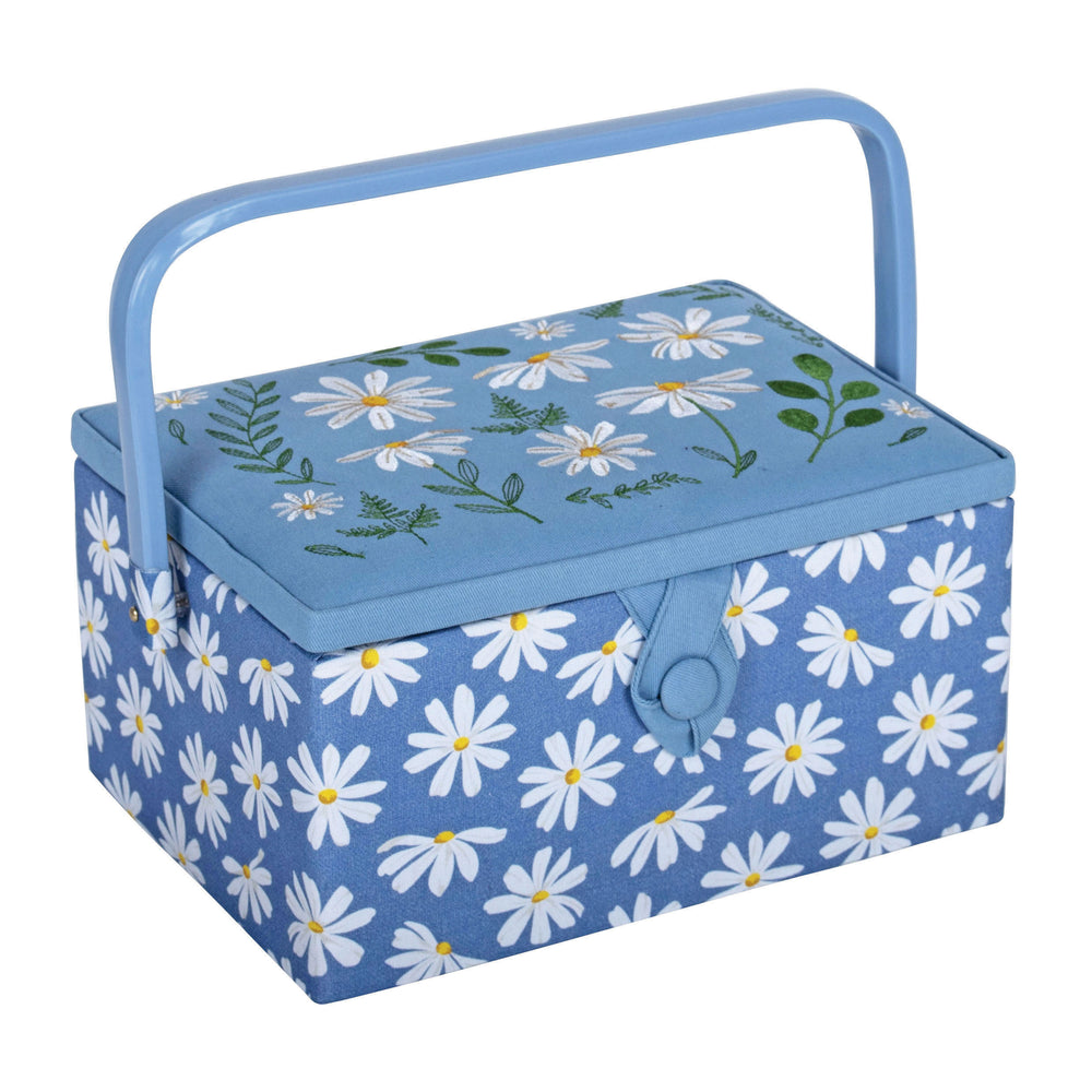 Medium Sewing Box: Denim Daisies