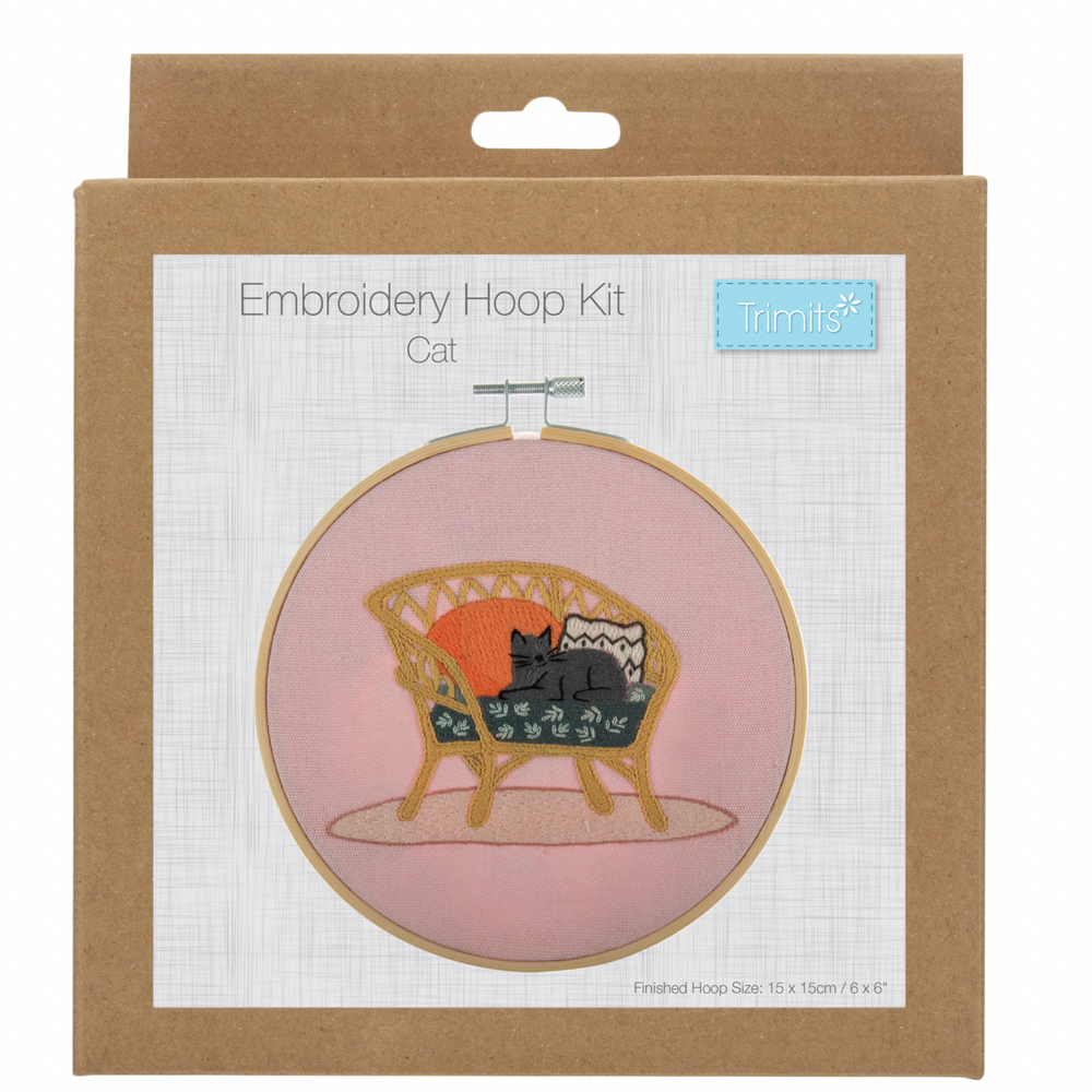 Cosy Cat In Chair Embroidery Kit - 6 inch