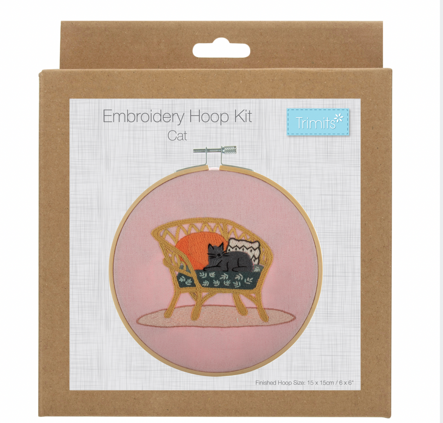 Cosy Cat In Chair Embroidery Kit - 6 inch