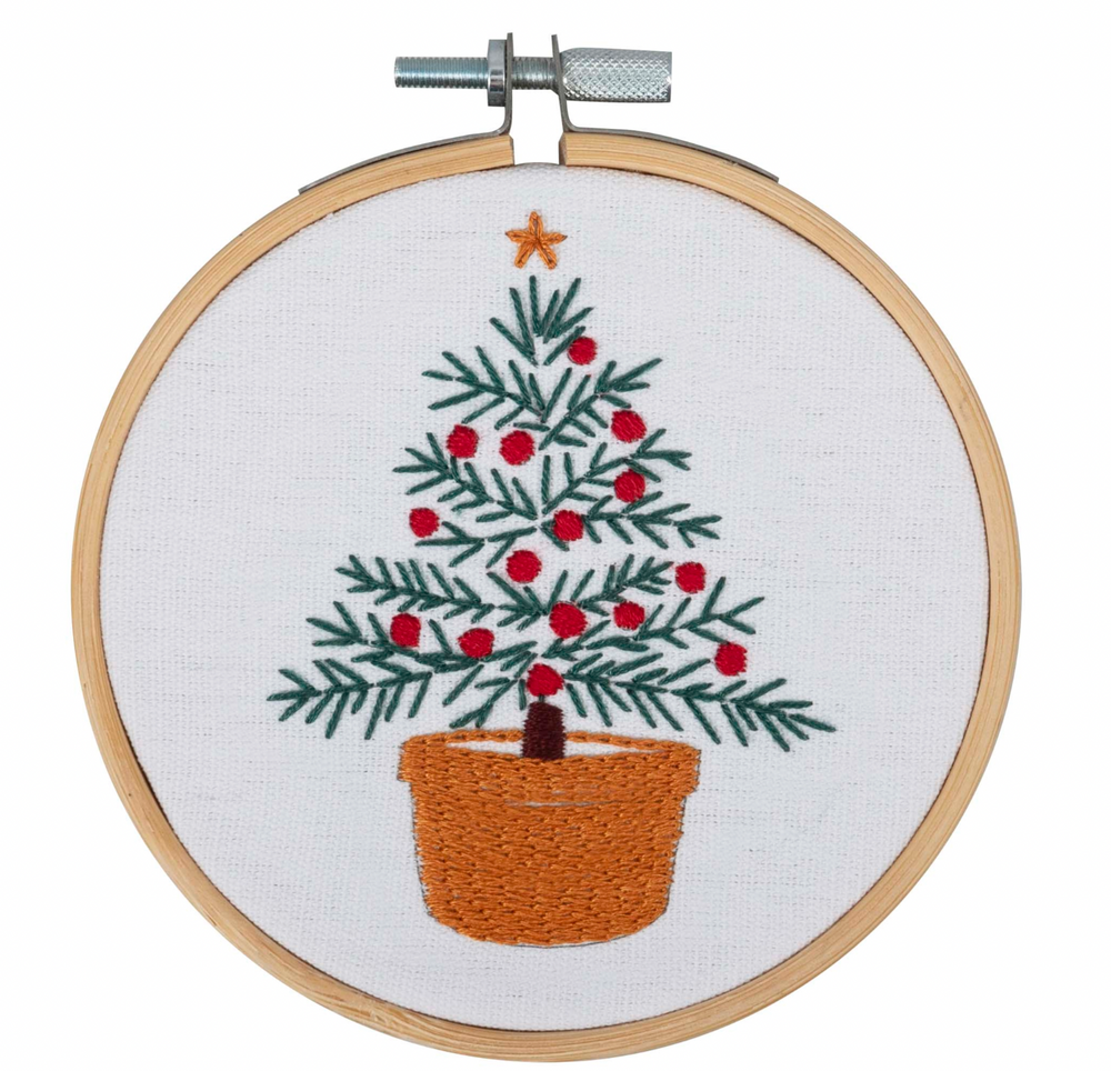 Mini Christmas Tree Embroidery Kit - 4 inch