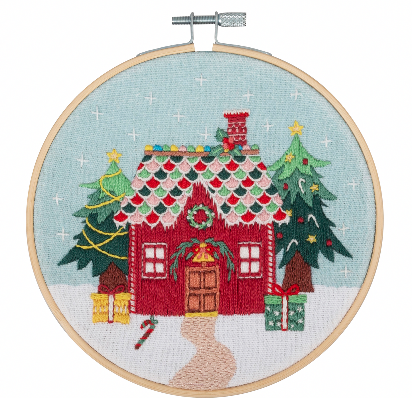 Christmas Cottage Gingerbread House Embroidery Kit - 6 inch