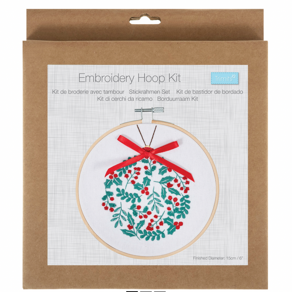 Holly Bauble Embroidery Kit - 6 inch
