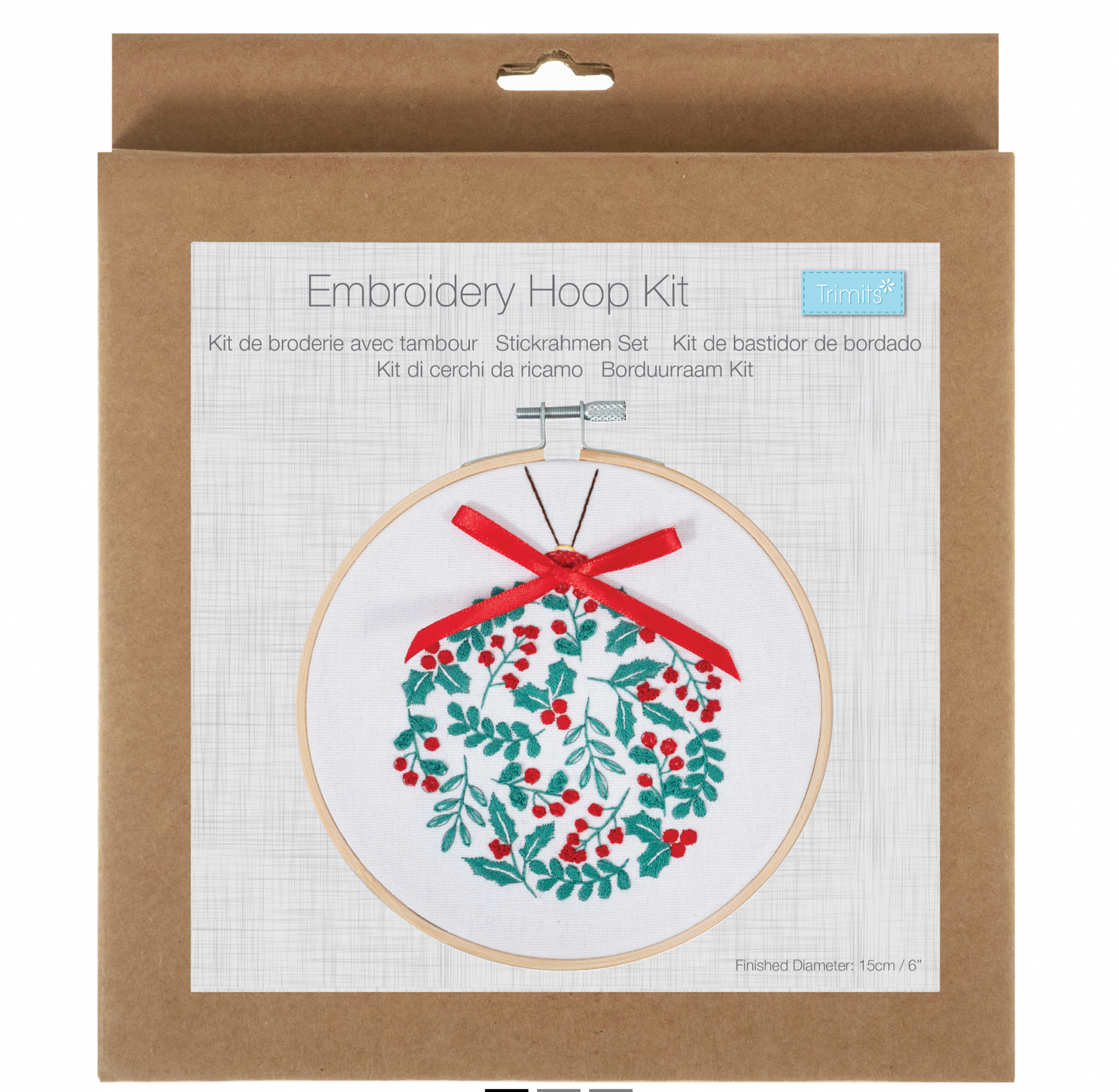 Holly Bauble Embroidery Kit - 6 inch