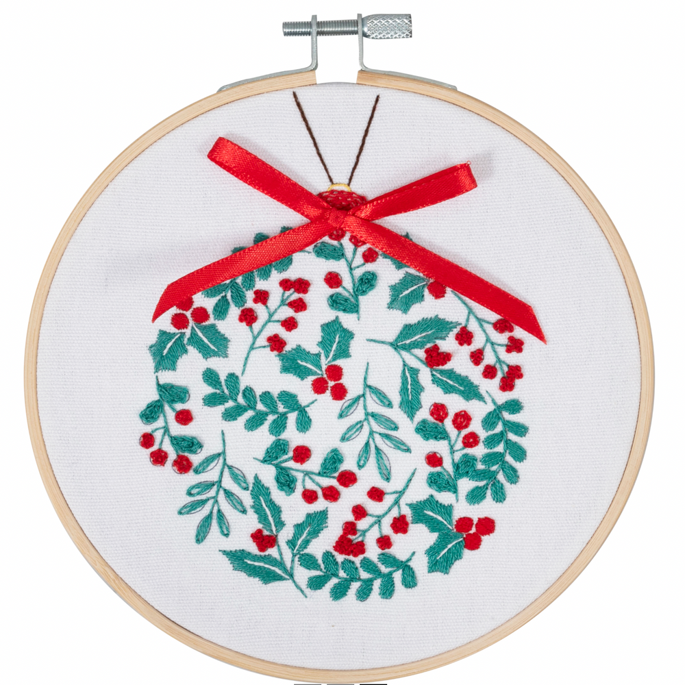 Holly Bauble Embroidery Kit - 6 inch