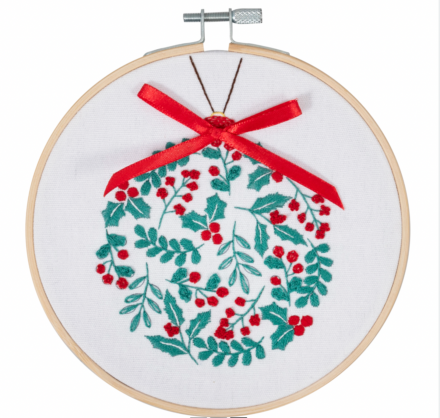 Holly Bauble Embroidery Kit - 6 inch