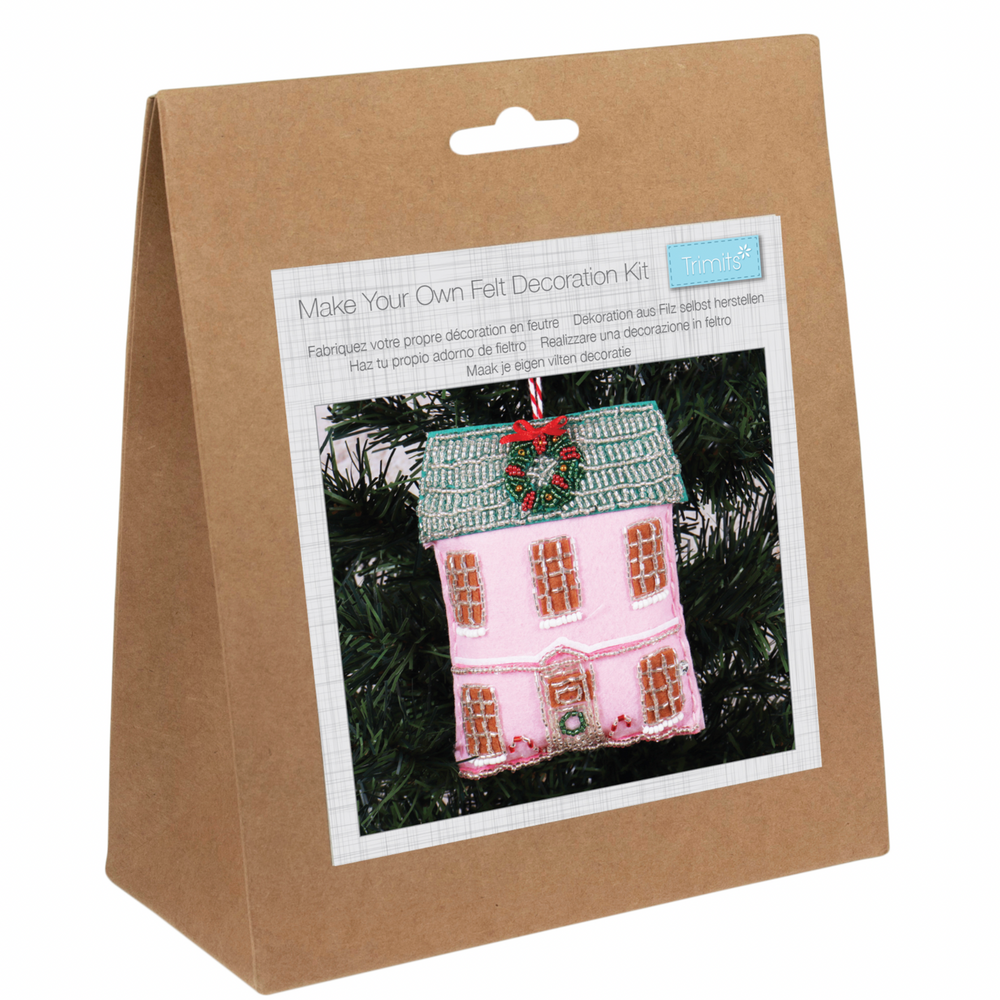 Felt Christmas Decoration Kit, Pink Festive House